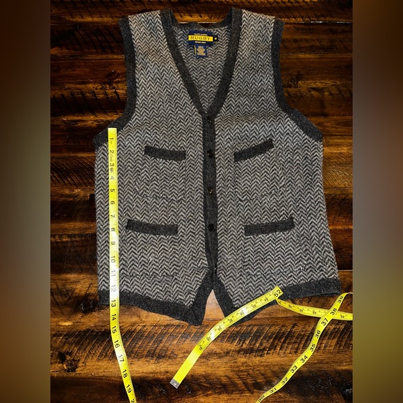 Ralph Lauren RUGBY Lambswool Herringbone Vest M Gray Wool Academic Preppy - Picture 8 of 9